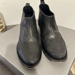 Golden Goose Black Leather Western Boots EUC Vintage Booties Women Size 41 US 10
